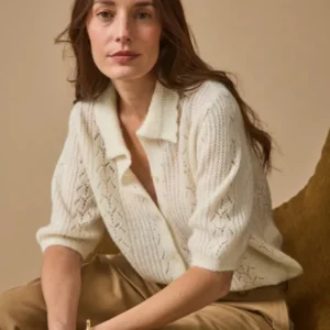 Damenpullover mit Polokragen aus Wolle und Mohair