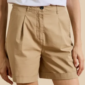 Damen-Chinoshort aus Baumwolle und Leinen