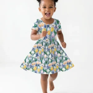 Lively Tulip Garden Floral Bamboo Twirl Dress