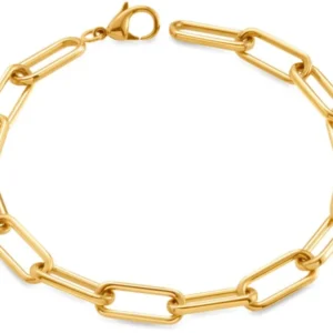 Goldfarbenes Armband mit eckigen Kettengliedern und Karabinerverschluss