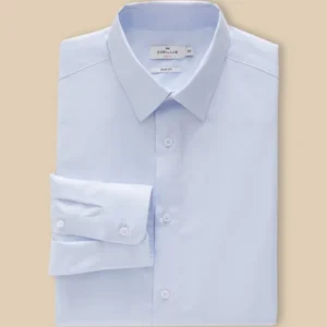 Einfarbiges Slim Fit Herrenhemd aus Pinpoint-Stoff