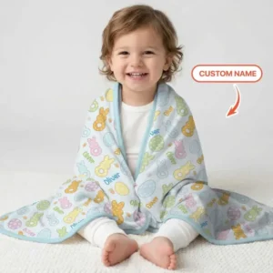 Custom Name Spring Pastel Easter Bamboo Blanket