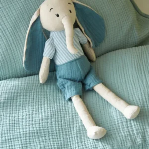 Schmuse-Elefant aus Leinen und Baumwolle