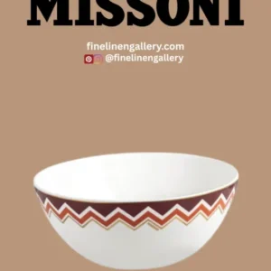 Missoni Home ICONIC soup or cereal bowl with colorful geometric pattern on white ceramic.