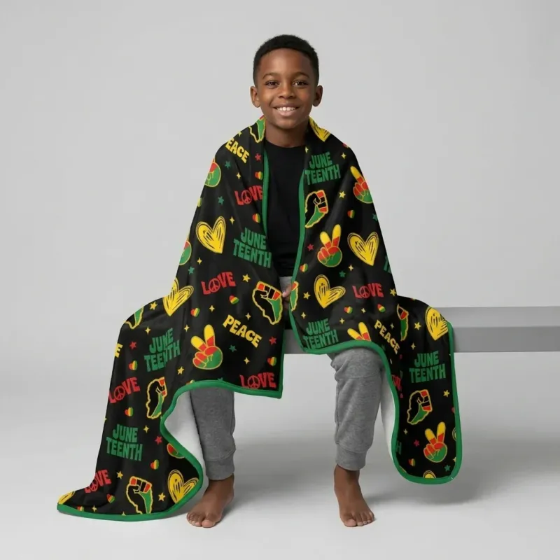 Peace Love Juneteenth Bamboo Blanket