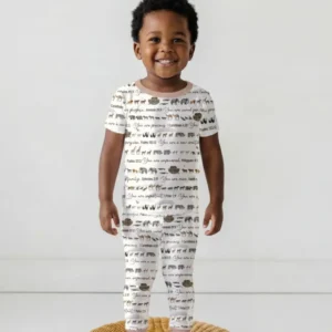 Biblical Noah's Ark Bamboo Two Piece Short Sleeve Pajama Set