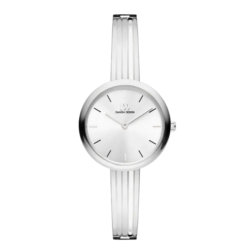 Danish Design Damenarmbanduhr mit silbernem Metallarmband und weißem Zifferblatt
