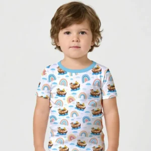 Noah’s Ark & God’s Rainbow Promise Two Piece Short Sleeve Shorts Pajama Set