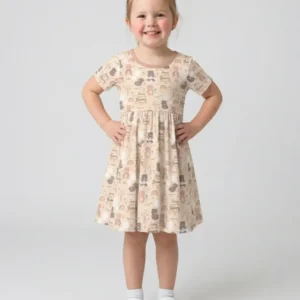 Custom Name Jesus Loves Me Beary Much Bamboo Twirl Dress