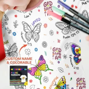 Colorable God Says I Am Butterfly Bamboo Two Piece Long Sleeve Pajama Set