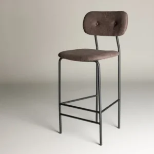 2er Set - Barhocker Leyla schwarz beschichtet mit brauner Sitzfläche