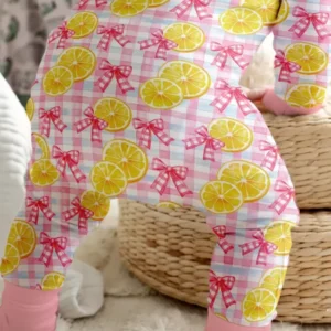 Pink Lemons Bows Checkered Bamboo Convertible Zippy