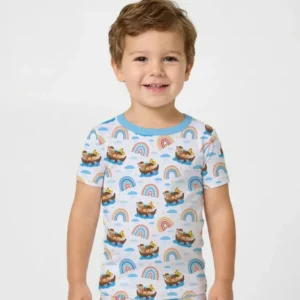 Noah’s Ark & God’s Rainbow Promise Two Piece Short Sleeve Pajama Set
