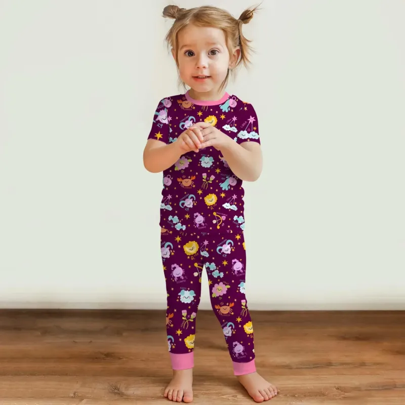 Zodiac Signs Bamboo Two Piece Short Sleeve Pajama Set