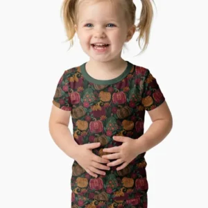 Velvet Pumpkins Bamboo Two Piece Short Sleeve Pajama Set