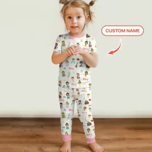 Custom Name Mother Mary Bamboo Two Piece Short Sleeve Pajama Set