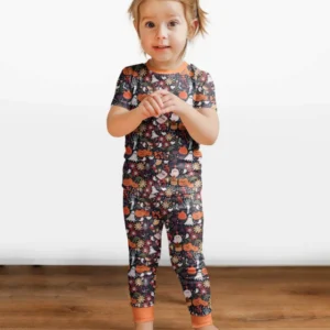 Cottagecore Spooky Garden Bamboo Two Piece Short Sleeve Pajama Set