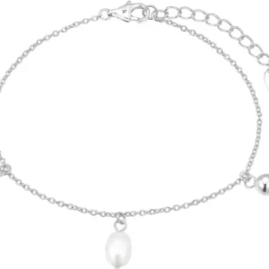 Armband von s.Oliver mit Perlen-Optik, Kugelanhängern und Tropfen-Anhänger