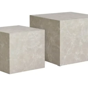 Designer Couchtisch Paris 2er Set in Marmor Optik