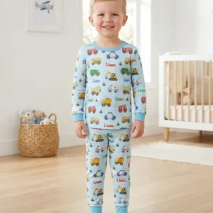 Busy Vehicles Bamboo Two Piece Long Sleeve Pajama Set