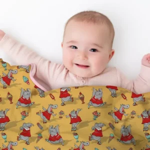 Dancing Hippo Treats Bamboo Blanket