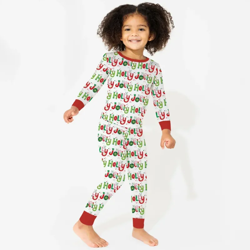 Holly Jolly Two Piece Long Sleeve Pajama Set , Holly Jolly Two Piece Long Sleeve Pajama Set - 12-18M / Red