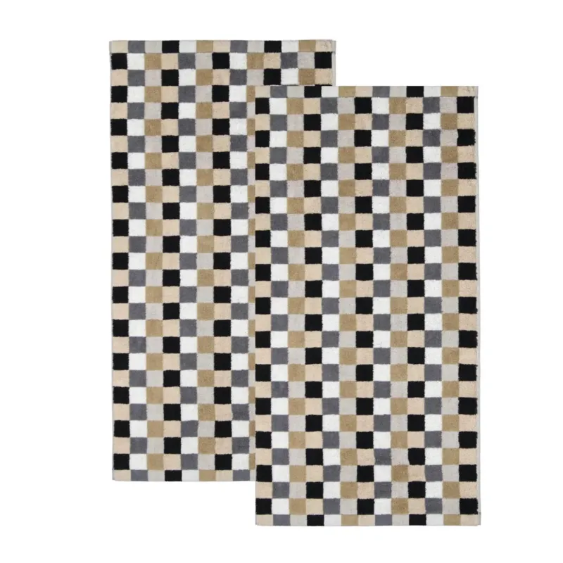 2er Handtuch-Set 50 x 100 cm Life Style Kariert Kiesel