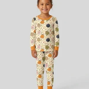 Boho Pumpkin Doodle Bamboo Two Piece Long Sleeve Pajama Set