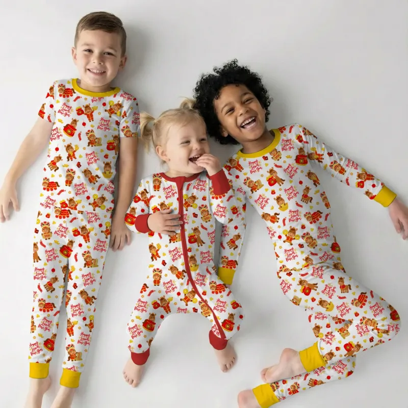 Year of the Horse Bamboo Two Piece Long Sleeve Pajama Set
