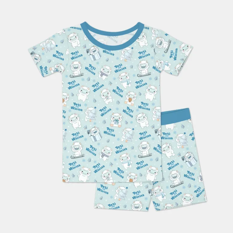 Yeti for Winter Bamboo Two Piece Short Sleeve Shorts Pajama Set