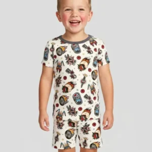 Born to Ride Together Family Matching Bamboo Two Piece Short Sleeve Shorts Pajama Set