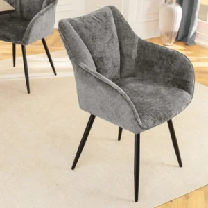 AVIGNON Drehbarer Retro Stuhl Chenille Metallbeine