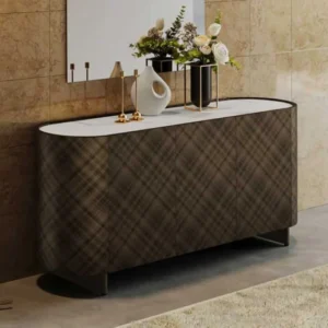 REFLECTION Design Sideboard 150cm weiß Keramik Marmor bronze 3D Effekt brushed Finish