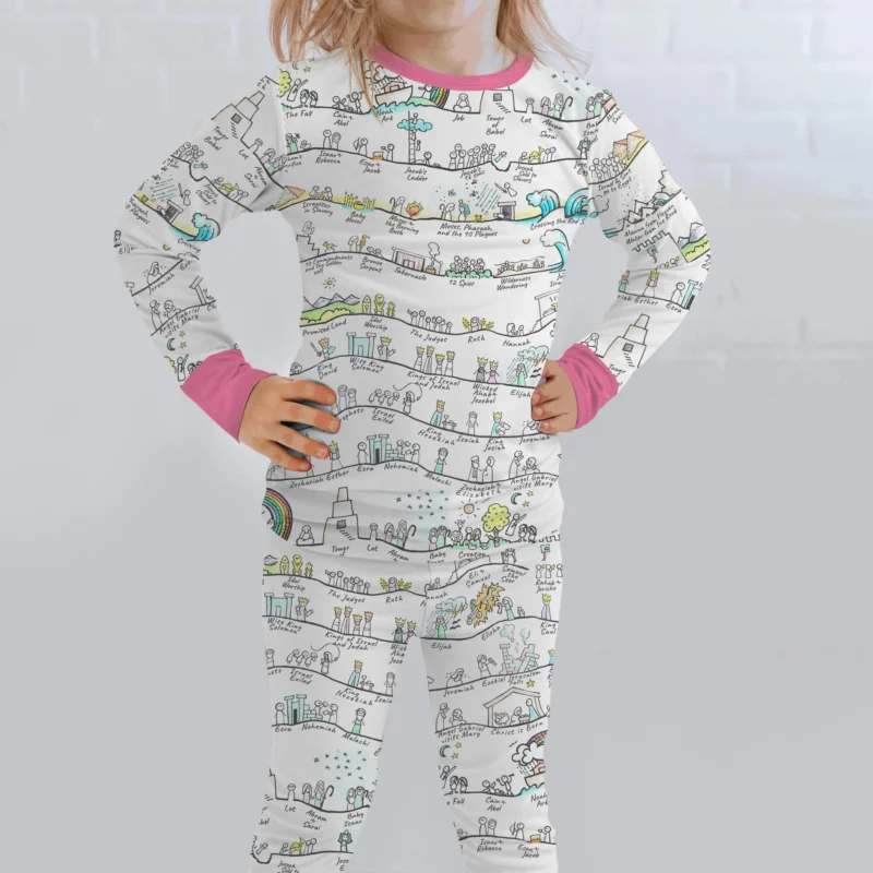 Bible Story Journey Family Matching Bamboo Two Piece Long Sleeve Pajama Set