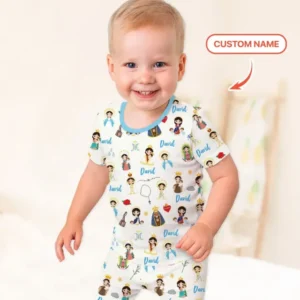 Custom Name Mother Mary Bamboo Two Piece Short Sleeve Shorts Pajama Set