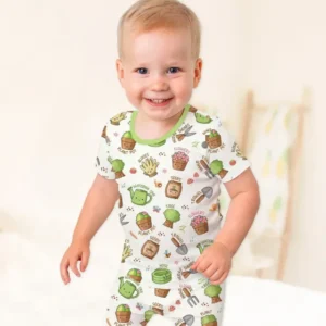 Kawaii Garden Crew Bamboo Two Piece Short Sleeve Shorts Pajama Set