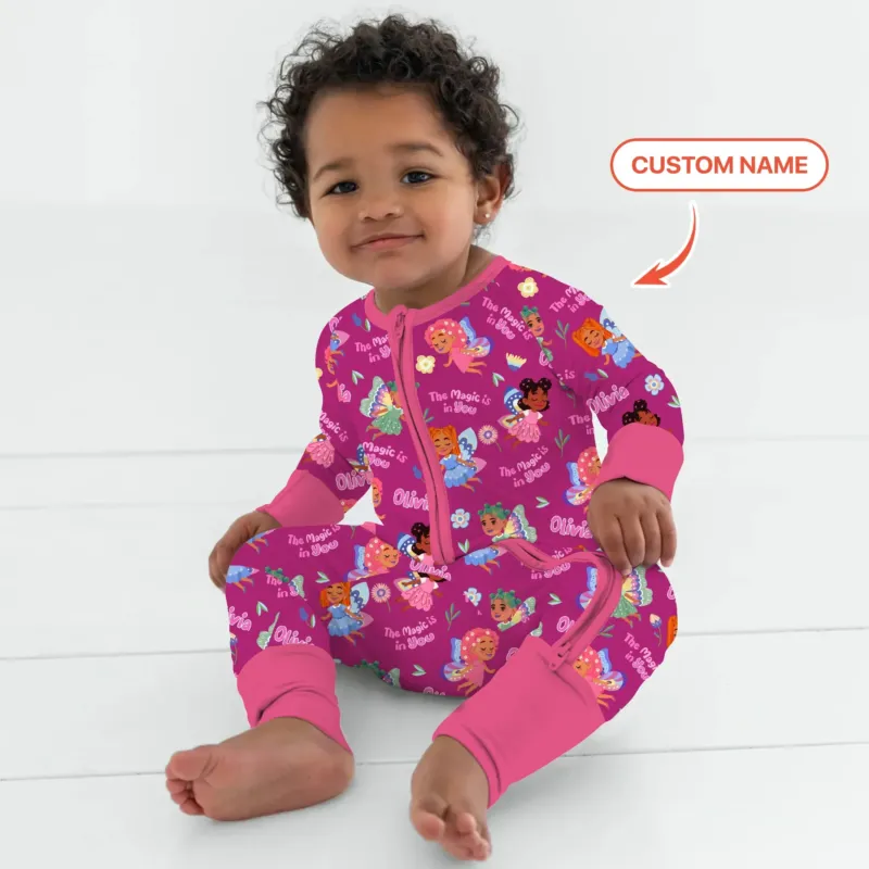 Custom Name Little Garden Fairy Bamboo Convertible Zippy