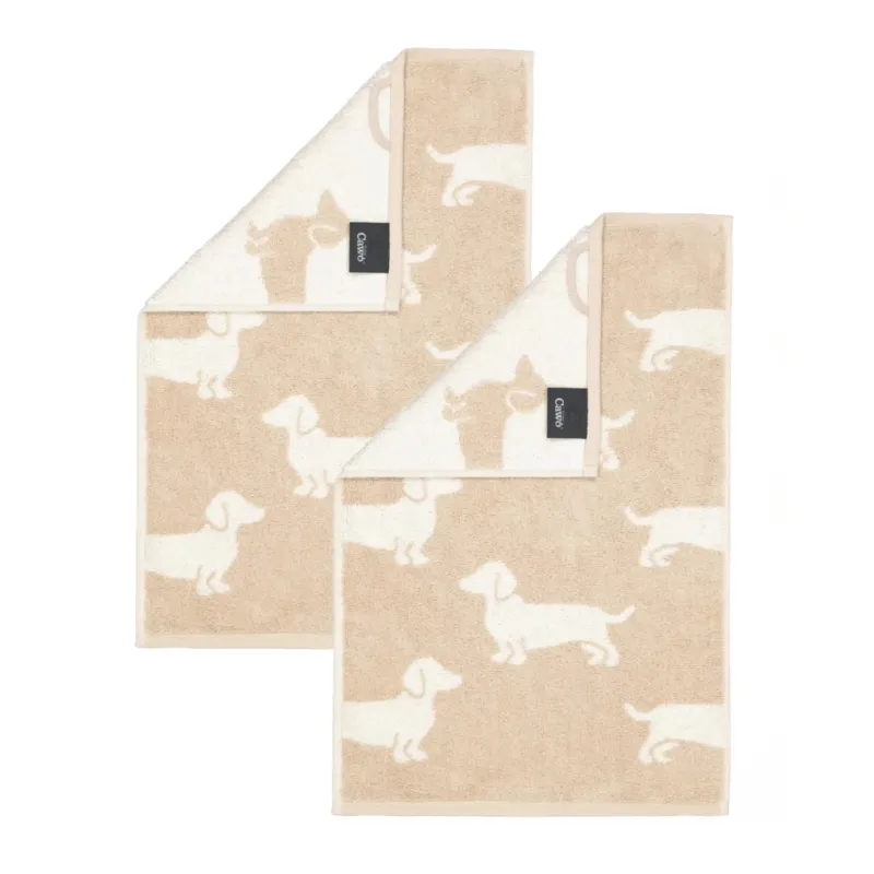 2er Gästetuch-Set 30 x 50 cm We Love Dogs Dackel Natur