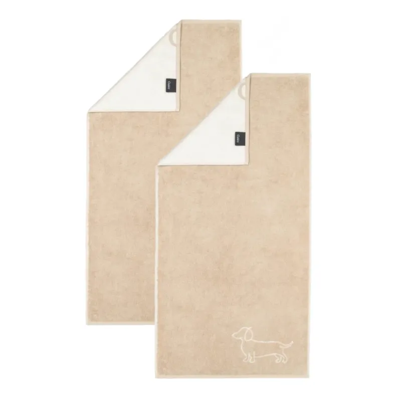 2er Handtuch-Set 50 x 100 cm We Love Dogs Companion Dackel Natur
