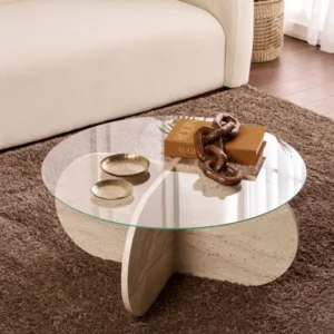 Couchtisch Rovida - mit runder Glasplatte in 2 Varianten