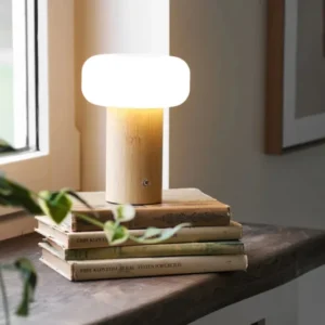 Tischlampe Haldvyn – modern mit Bambus