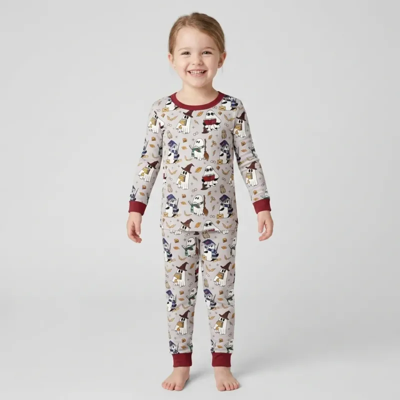 Halloween Wizard Boo Bamboo Two Piece Long Sleeve Pajama Set
