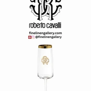 Roberto Cavalli Home Water Goblet NEW MONOGRAM Gold H 9", cap. 18.25 oz - Palais Royal Linen Gallery