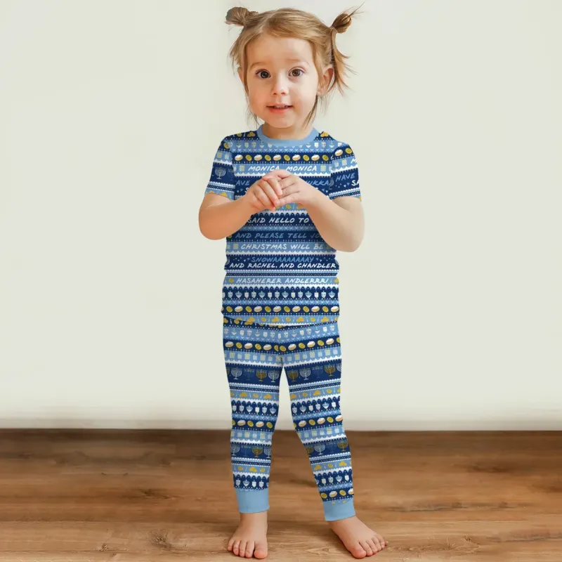 Hanukkah Fair Isle Bamboo Two Piece Short Sleeve Pajama Set