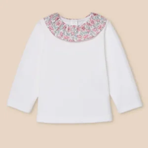 T-Shirt mit Kragen aus Liberty-Stoff Baby - Bio-Baumwolle