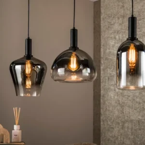 Pendelleuchte „Alveris“ – Rauchglas mit Farbverlauf in 3 verschiedenen Formen