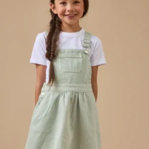 Mädchen-Trägerkleid aus gestreiftem Denim