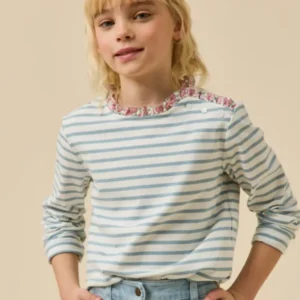 Mädchen-Shirt im Marinelook mit Liberty®-Stoff – Bio-Baumwolle