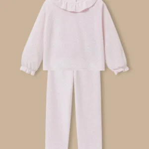 Mädchen-Pyjama aus Velours mit Tupfenprint