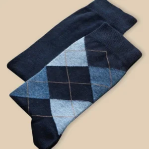 Socken im 2er-Pack mit Intarsienmuster und uni